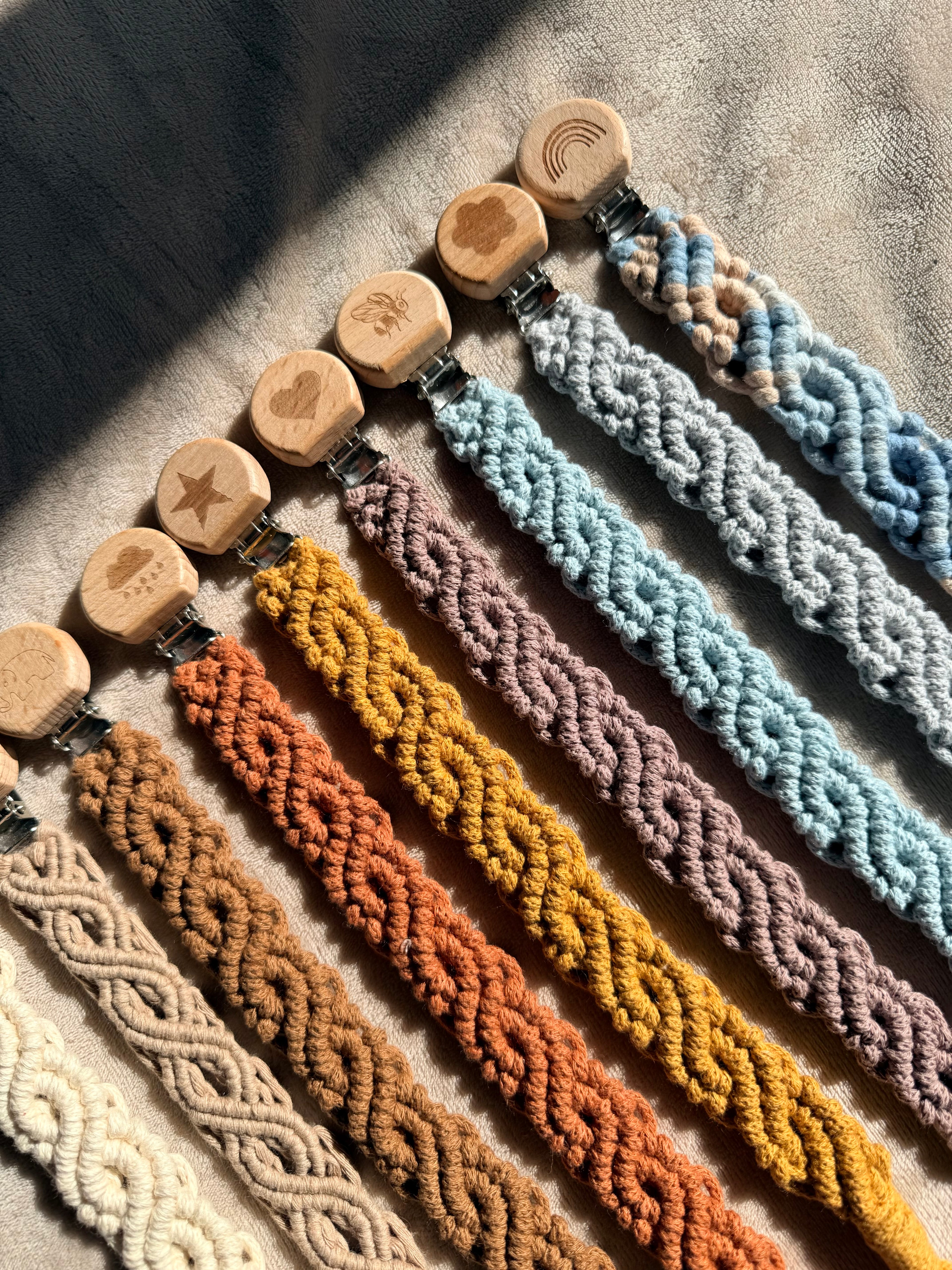 Macrame Dummy Clip — Handmade Boho Pacifier Holder