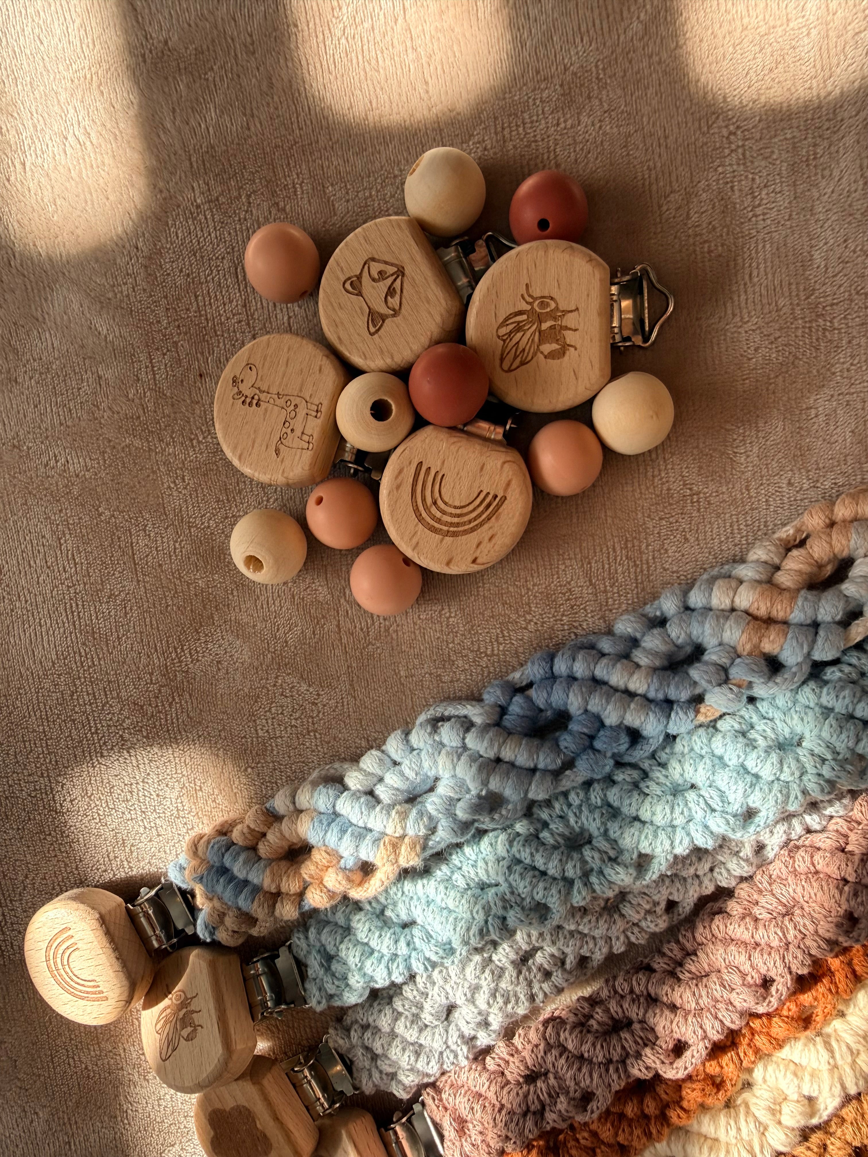 Macrame Dummy Clip — Handmade Boho Pacifier Holder