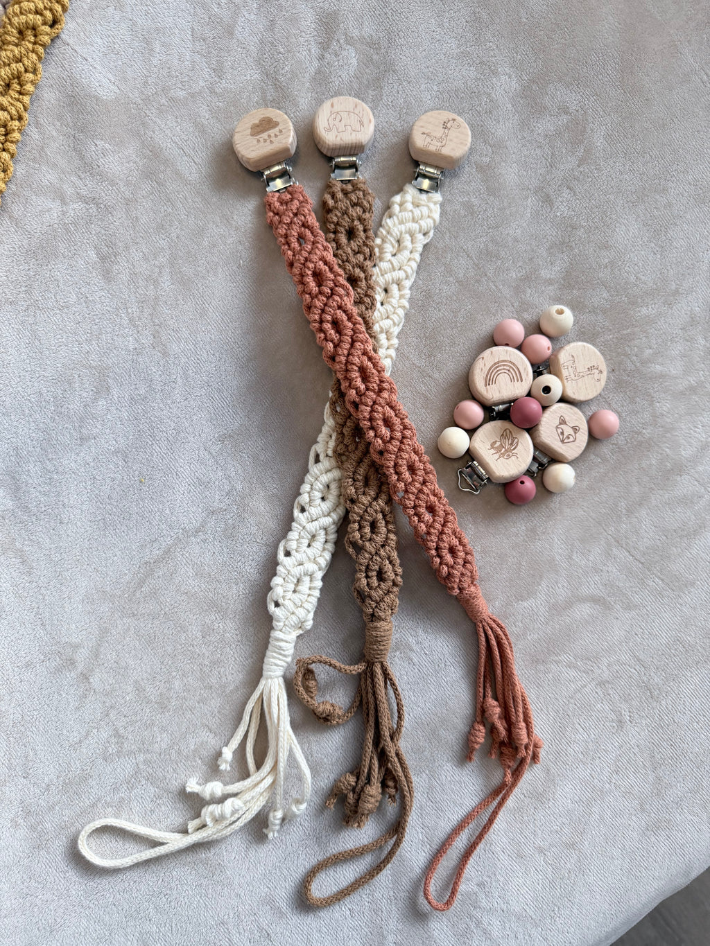 Macrame Dummy Clip — Handmade Boho Pacifier Holder