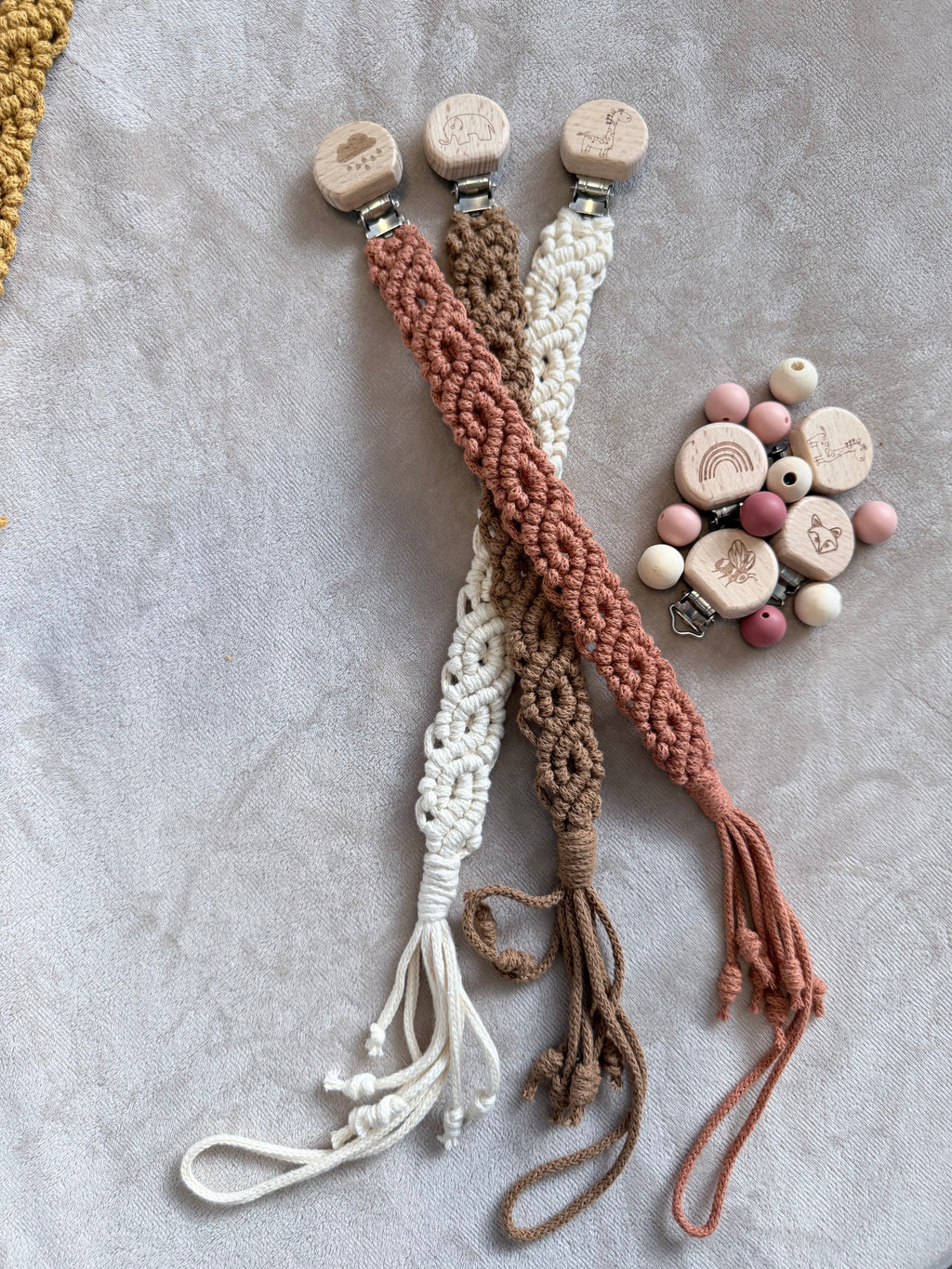 Macrame Dummy Clip — Handmade Boho Pacifier Holder