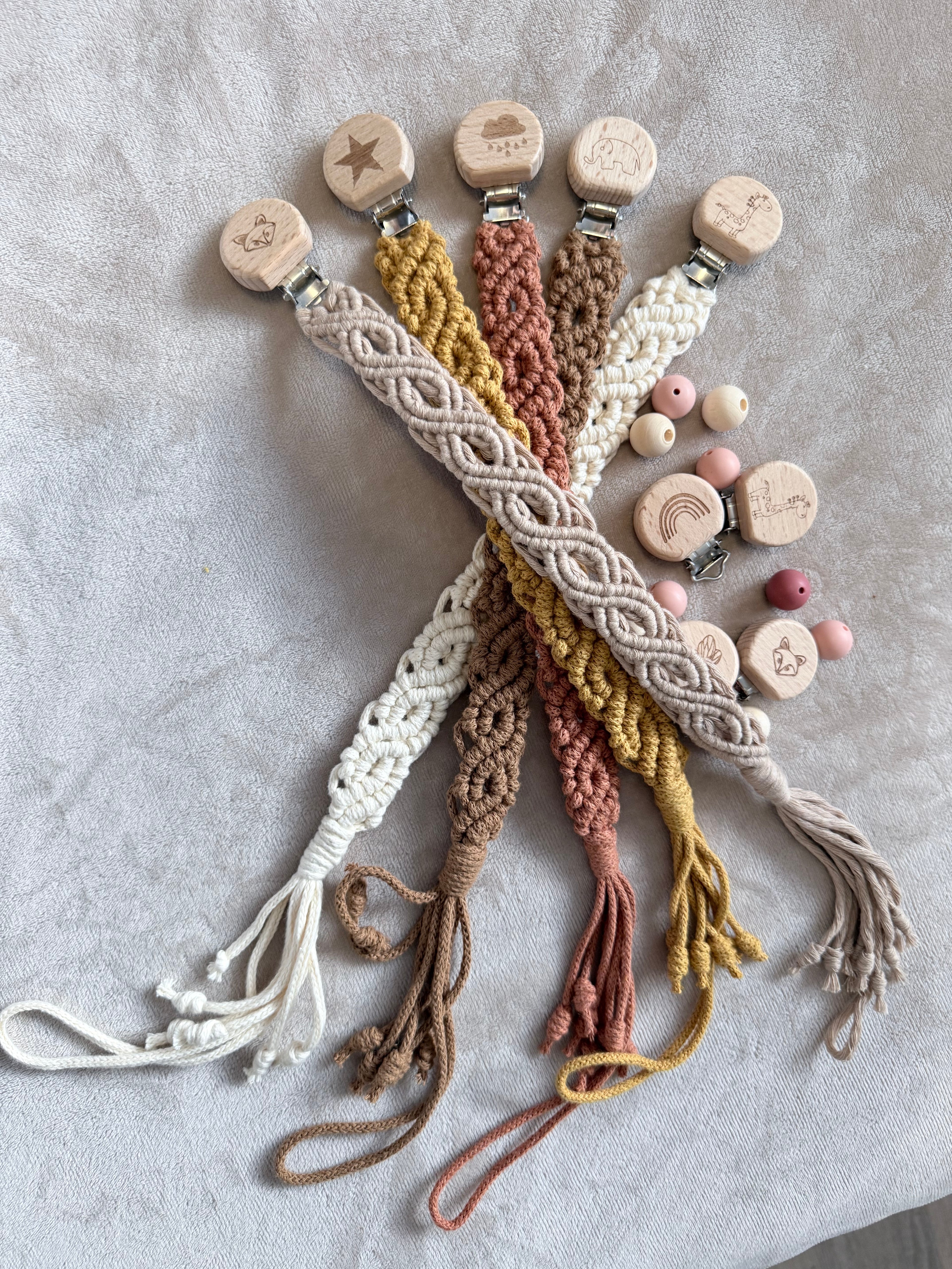 Macrame Dummy Clip — Handmade Boho Pacifier Holder