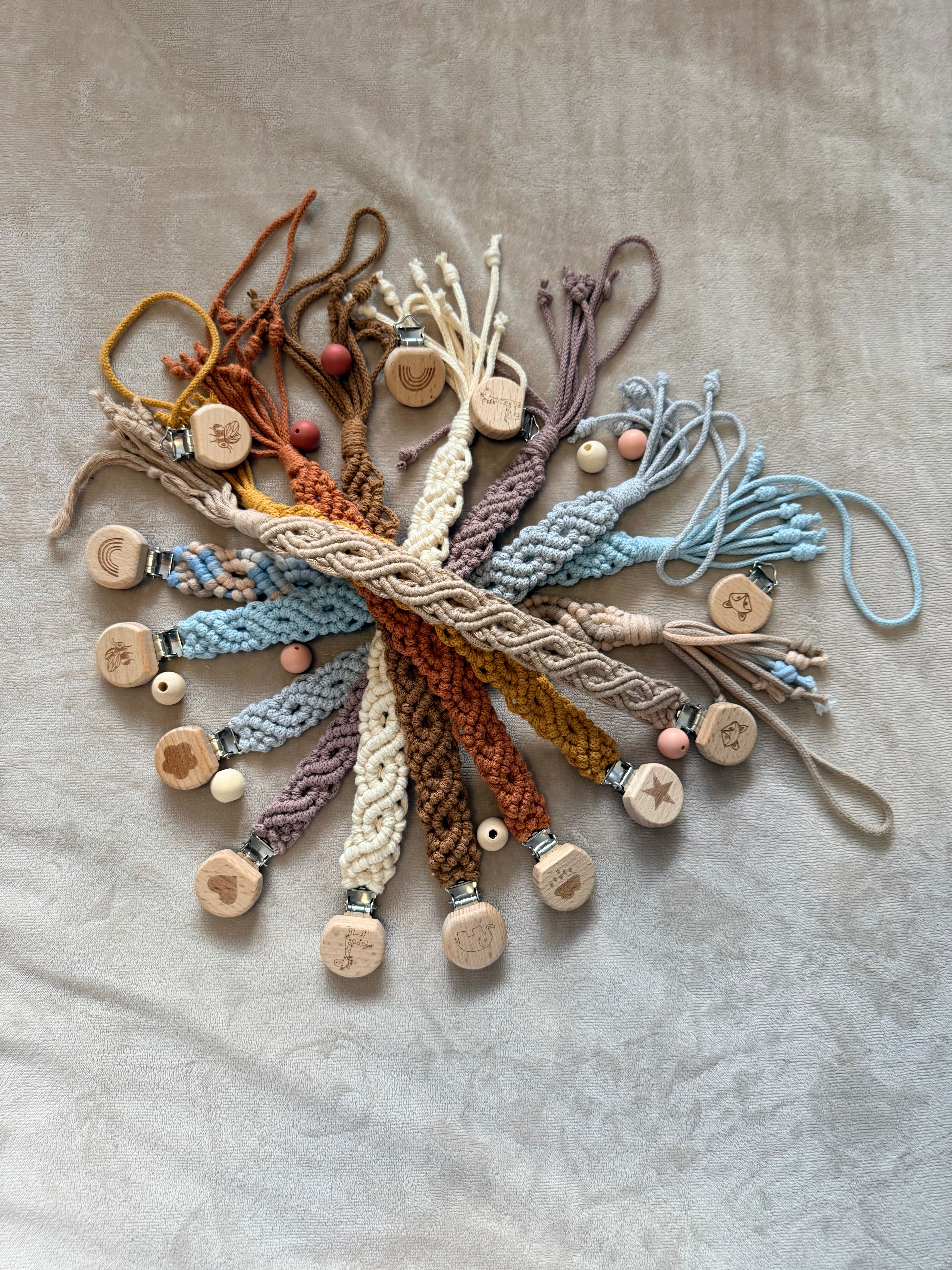 Macrame Dummy Clip — Handmade Boho Pacifier Holder