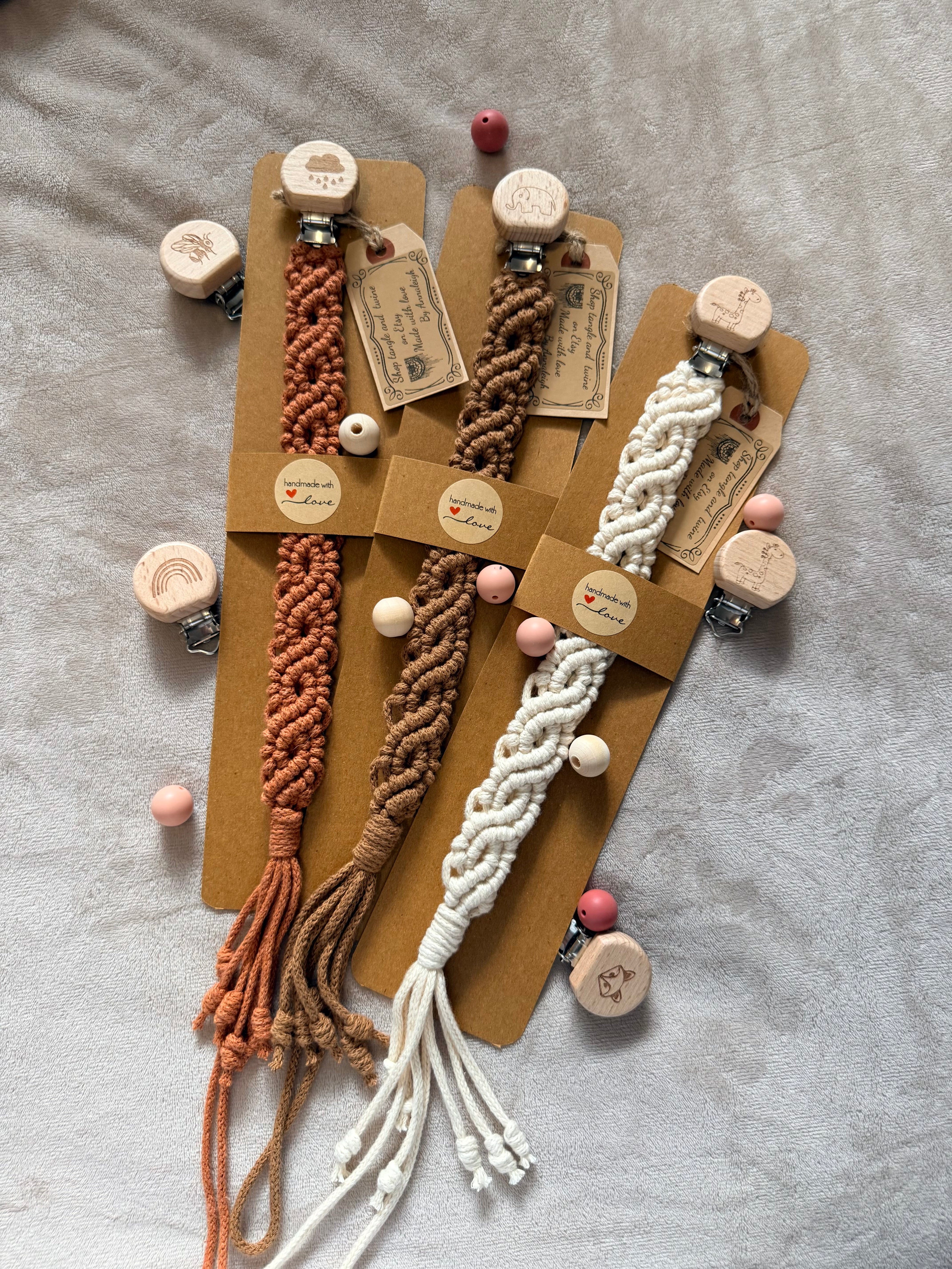 Macrame Dummy Clip — Handmade Boho Pacifier Holder