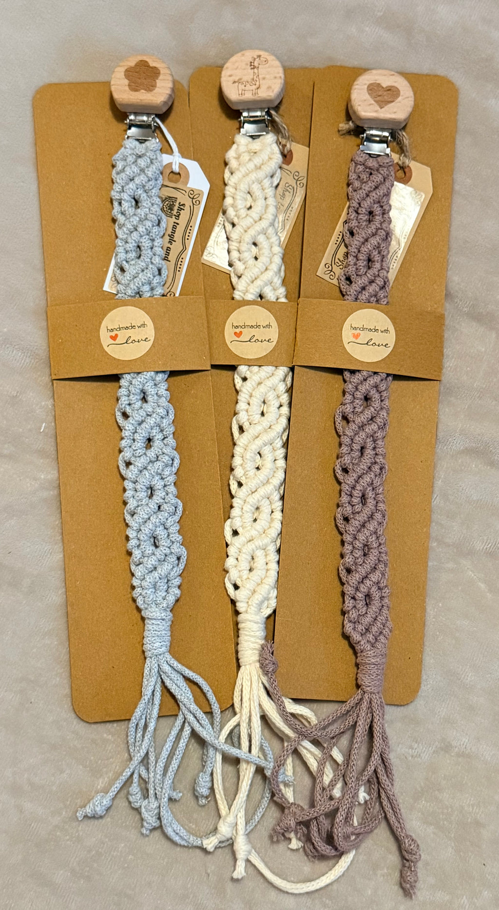 Macrame Dummy Clip — Handmade Boho Pacifier Holder