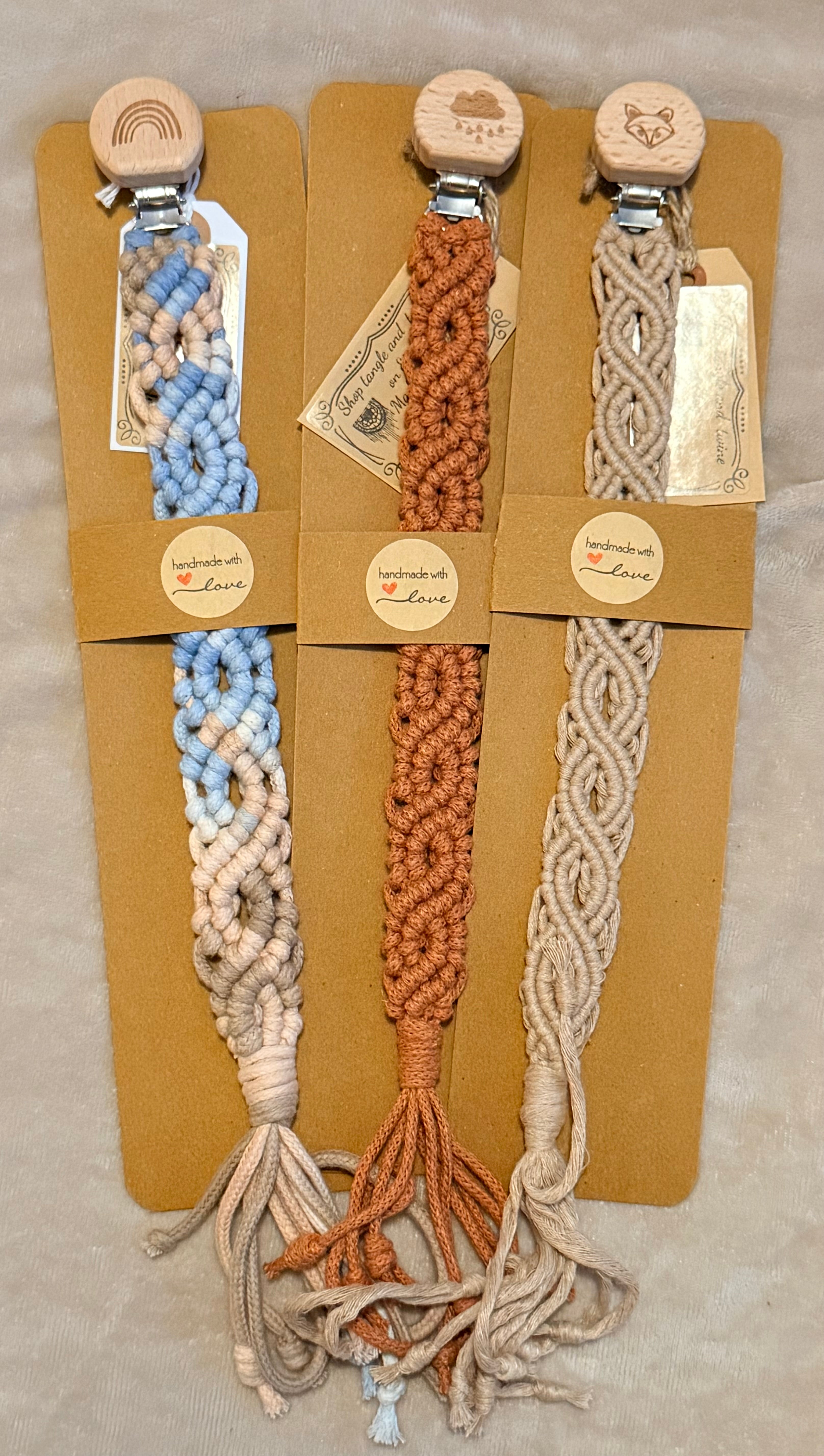 Macrame Dummy Clip — Handmade Boho Pacifier Holder