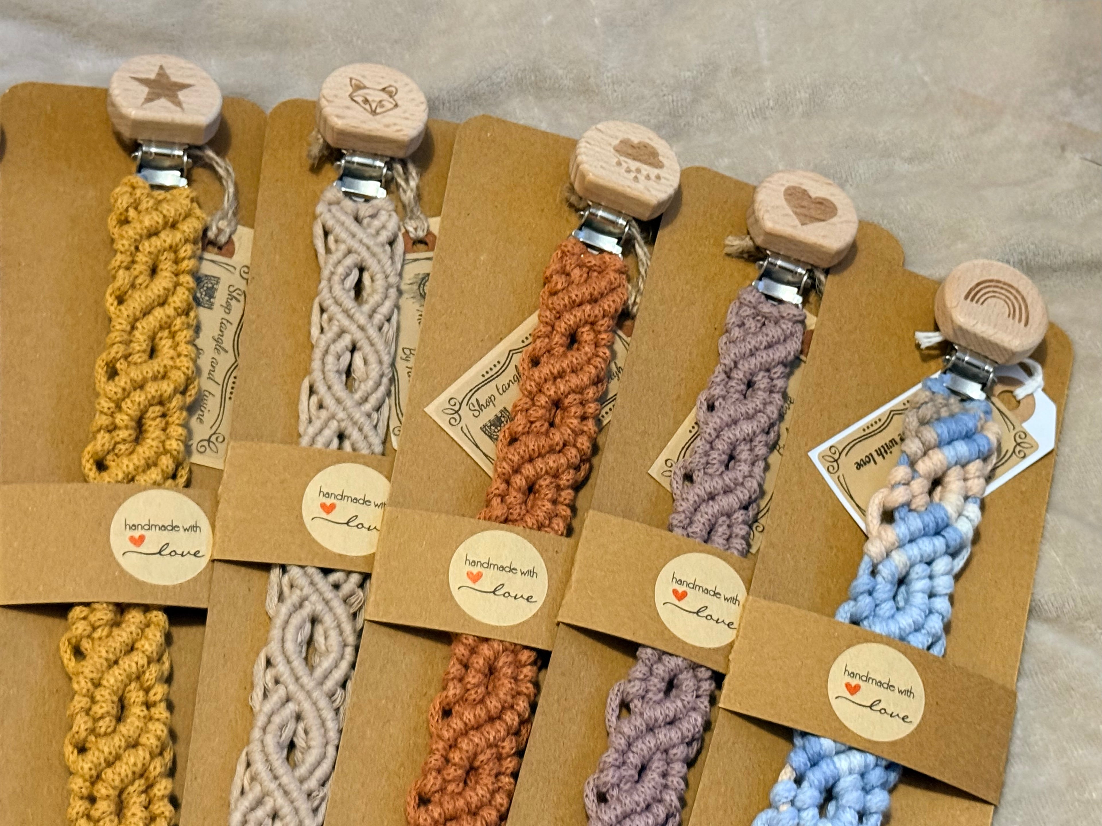 Macrame Dummy Clip — Handmade Boho Pacifier Holder