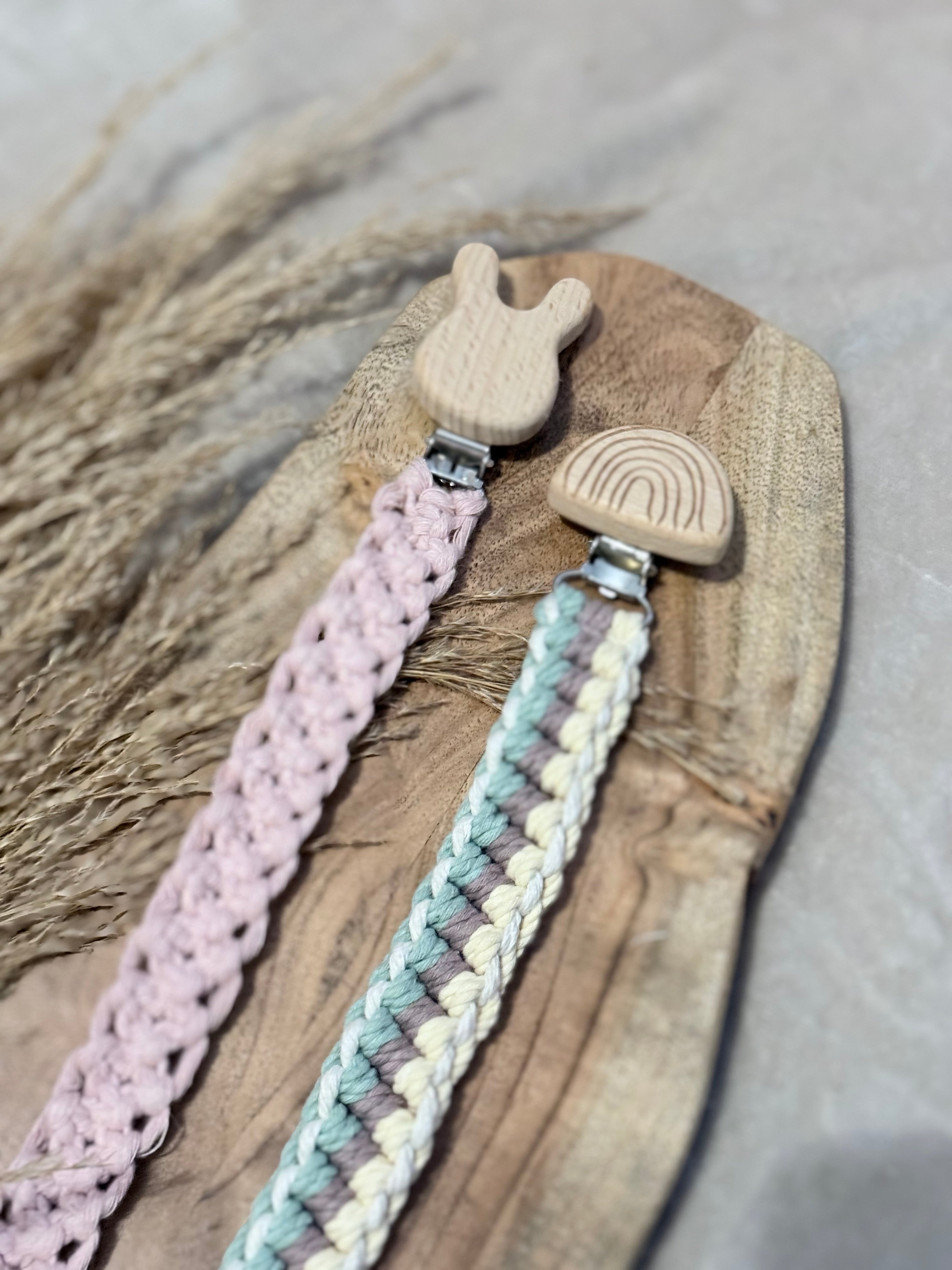 Handmade Macrame Dummy Strap with Wooden Clip