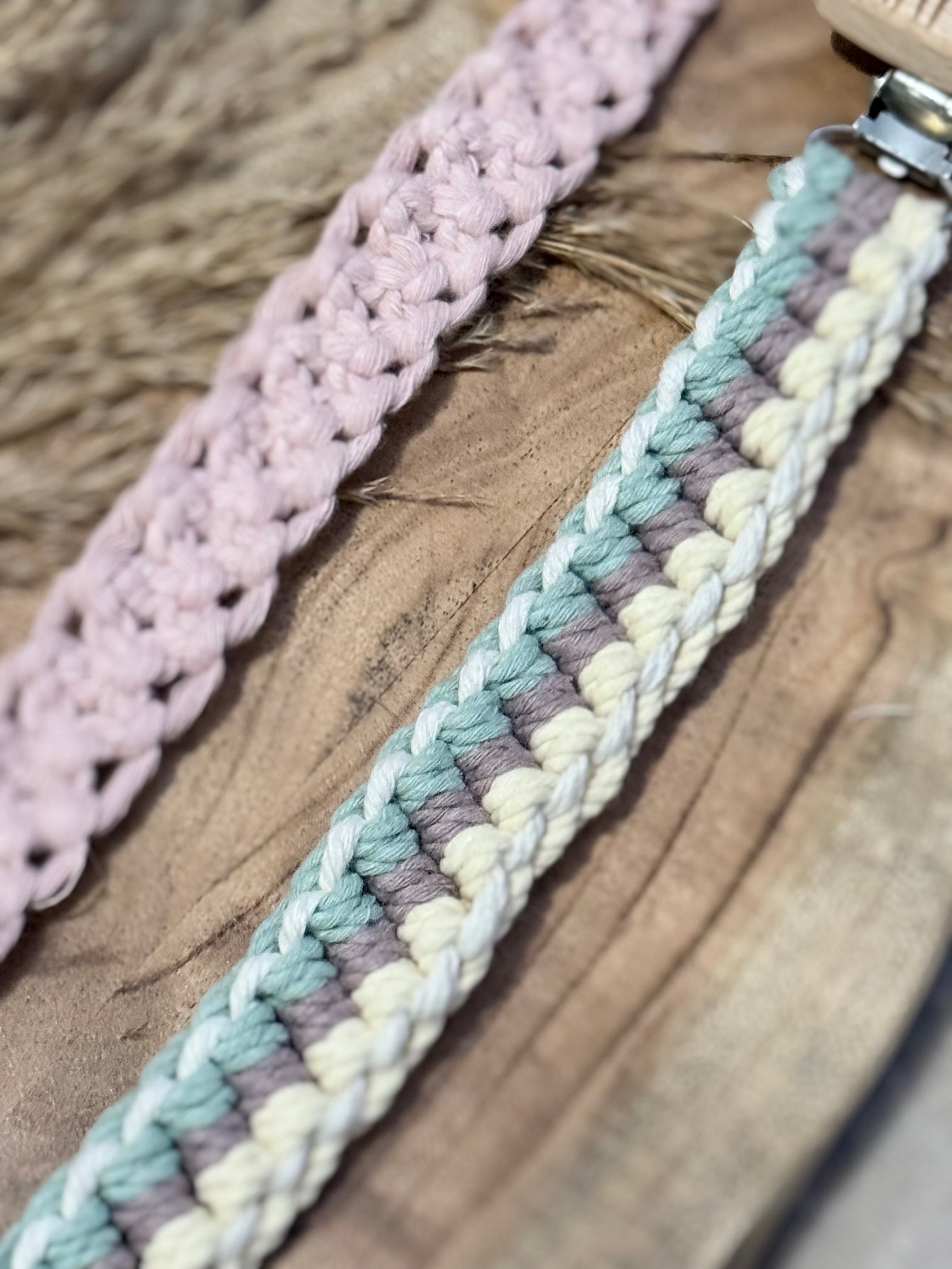 Handmade Macrame Dummy Strap with Wooden Clip