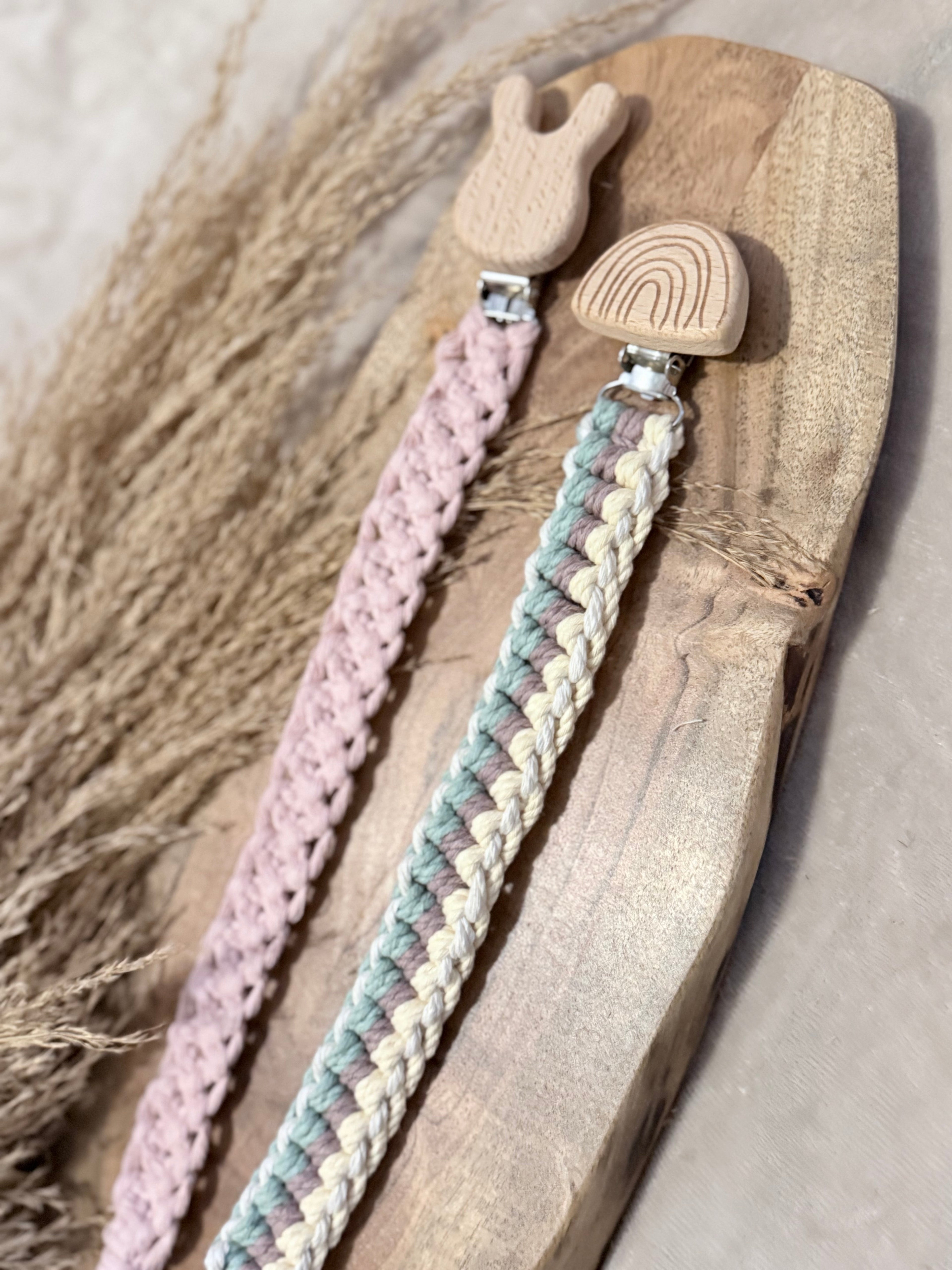 Handmade Macrame Dummy Strap with Wooden Clip