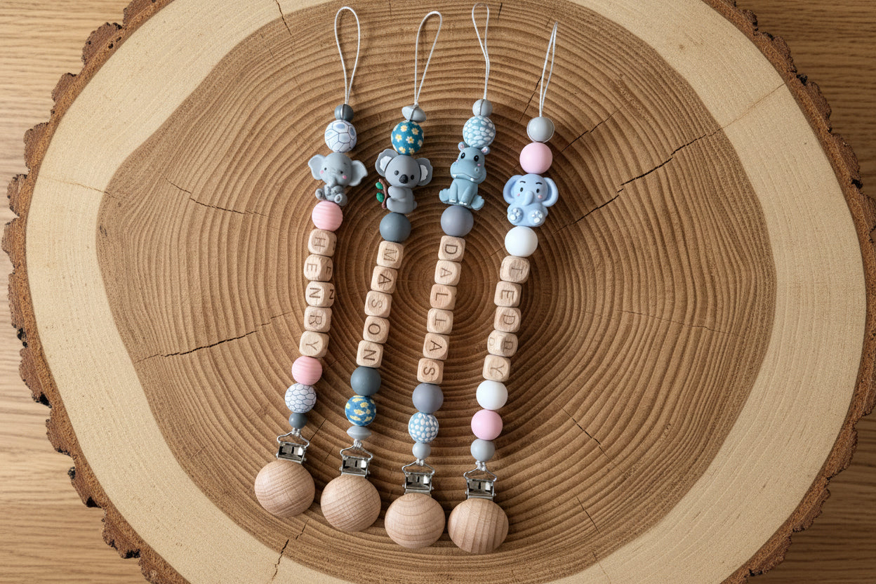 Personalised Dummy Clip — Wooden Letter Beads & Silicone