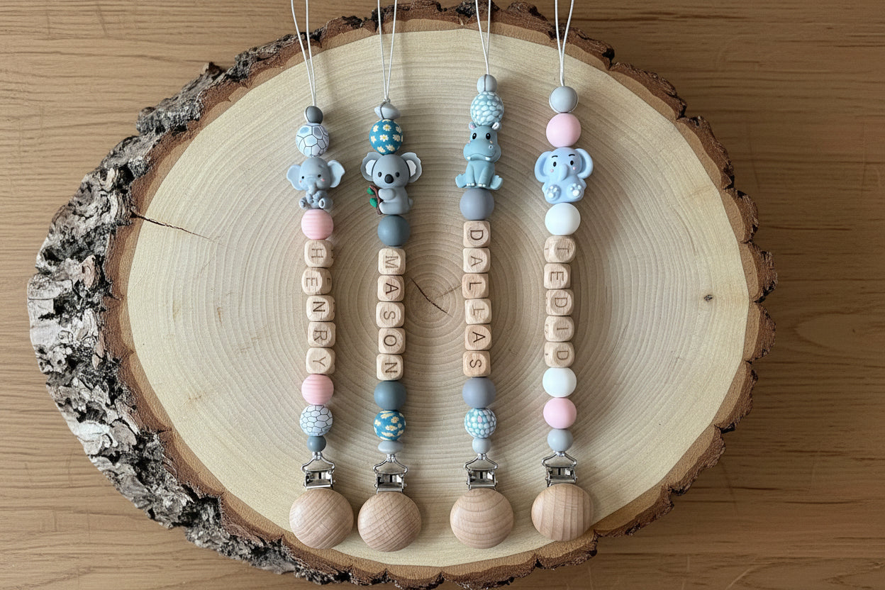 Personalised Dummy Clip — Wooden Letter Beads & Silicone