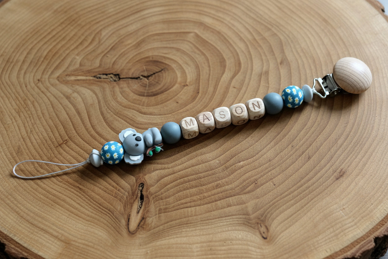 Personalised Dummy Clip — Wooden Letter Beads & Silicone