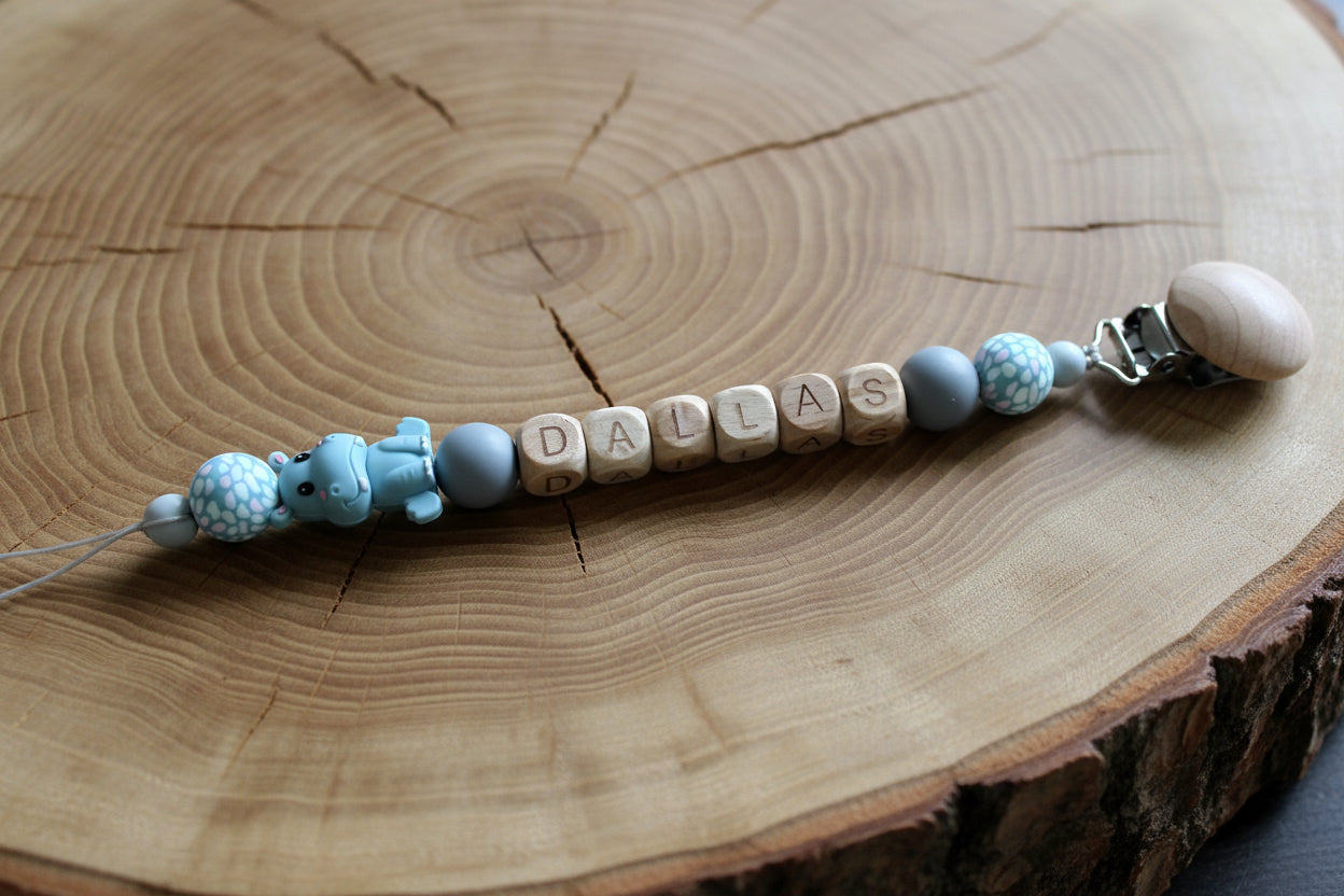 Personalised Dummy Clip — Wooden Letter Beads & Silicone