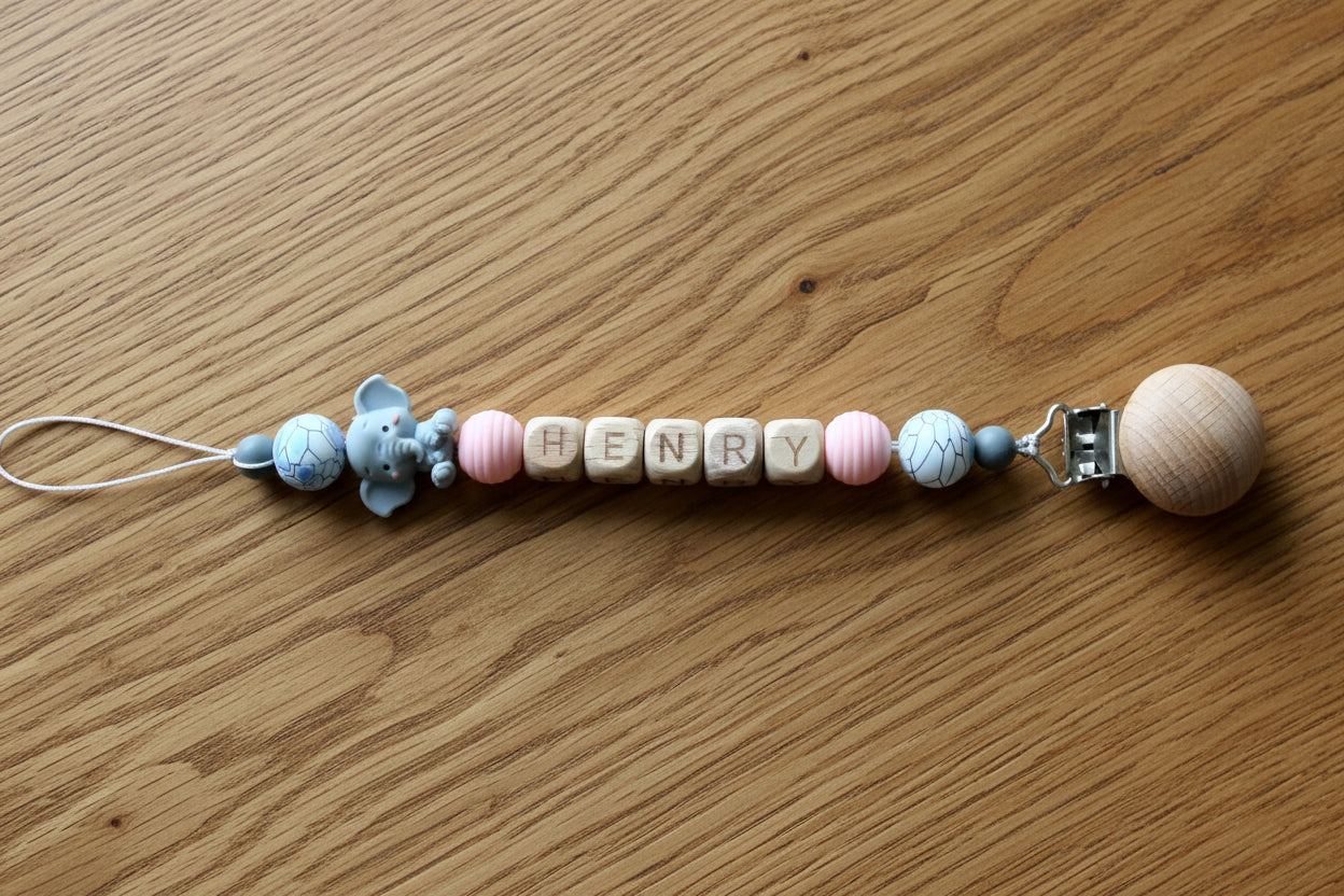 Personalised Dummy Clip — Wooden Letter Beads & Silicone