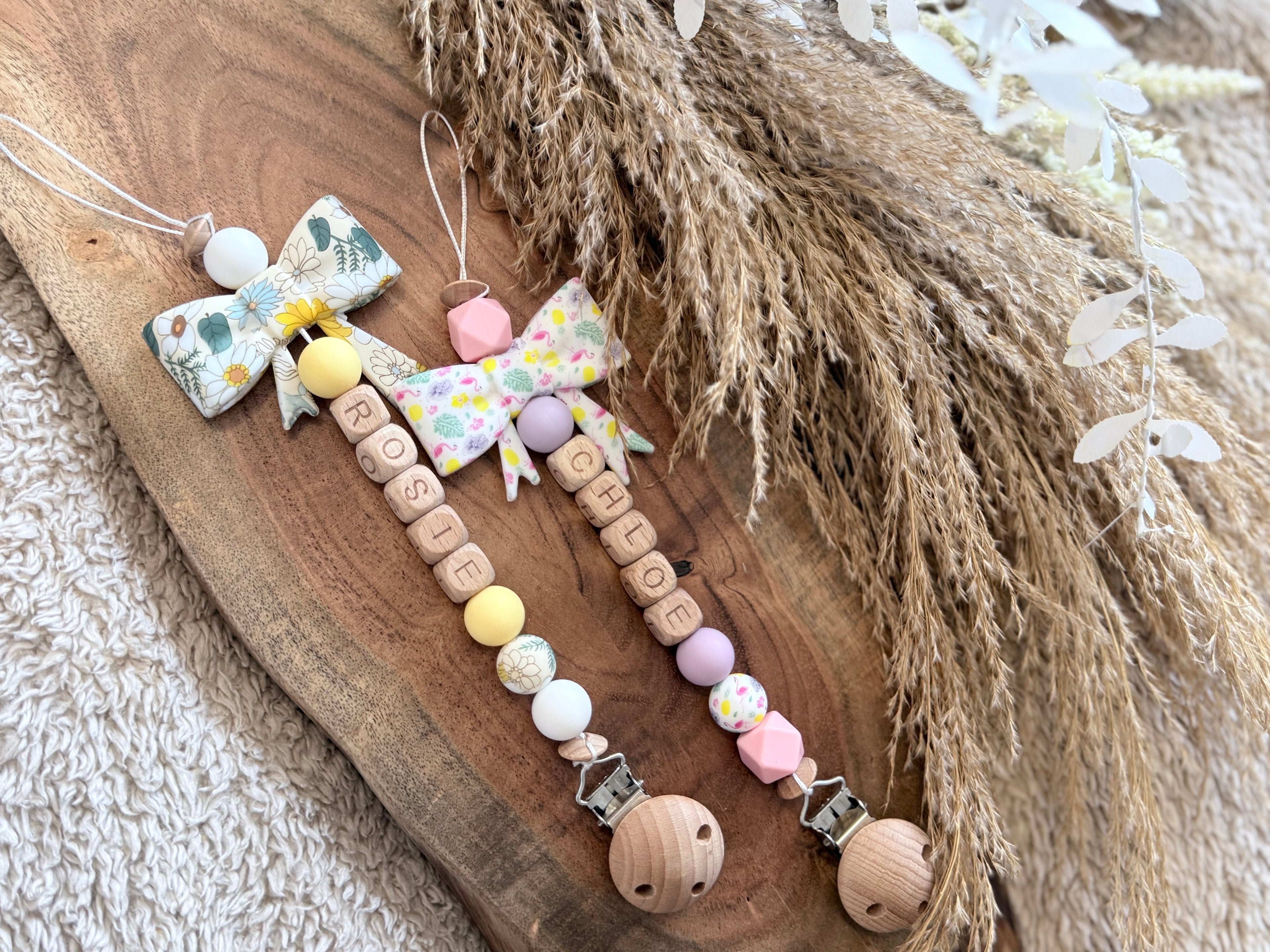Personalised Dummy Clip with Name Beads