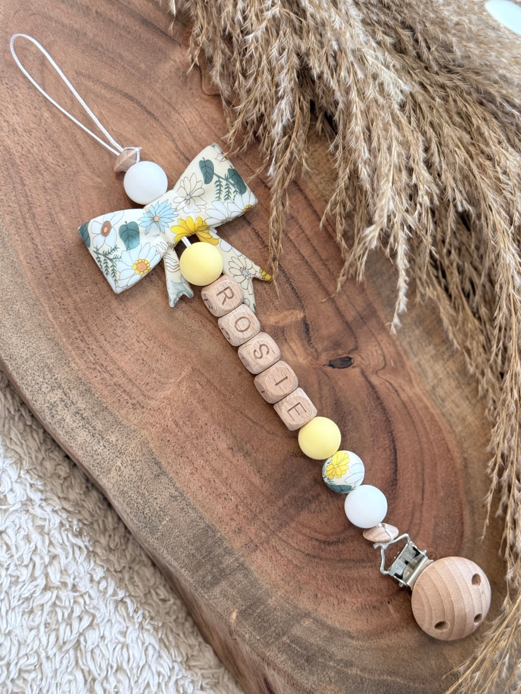 Personalised Dummy Clip with Name Beads