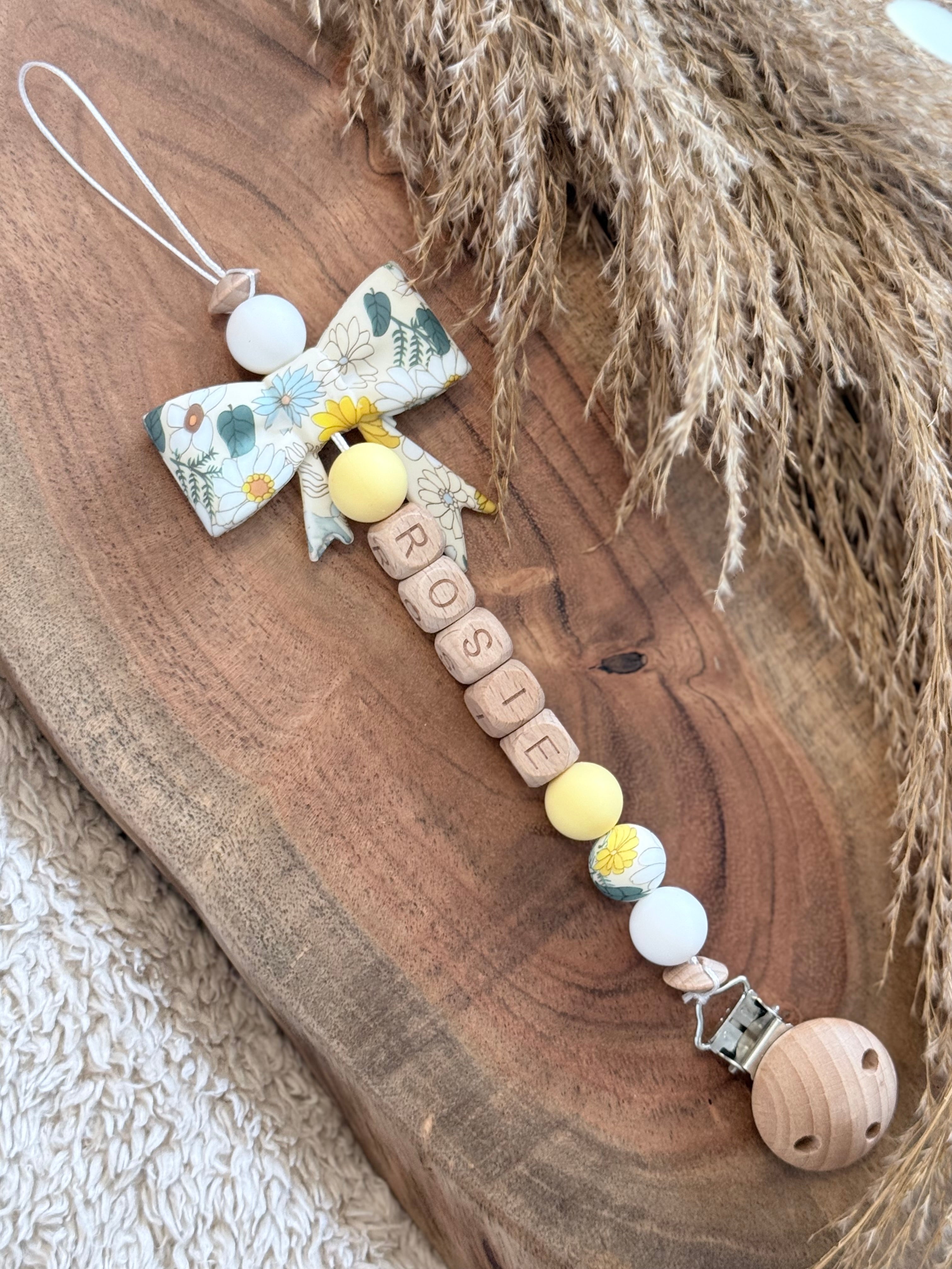 Personalised Dummy Clip with Name Beads