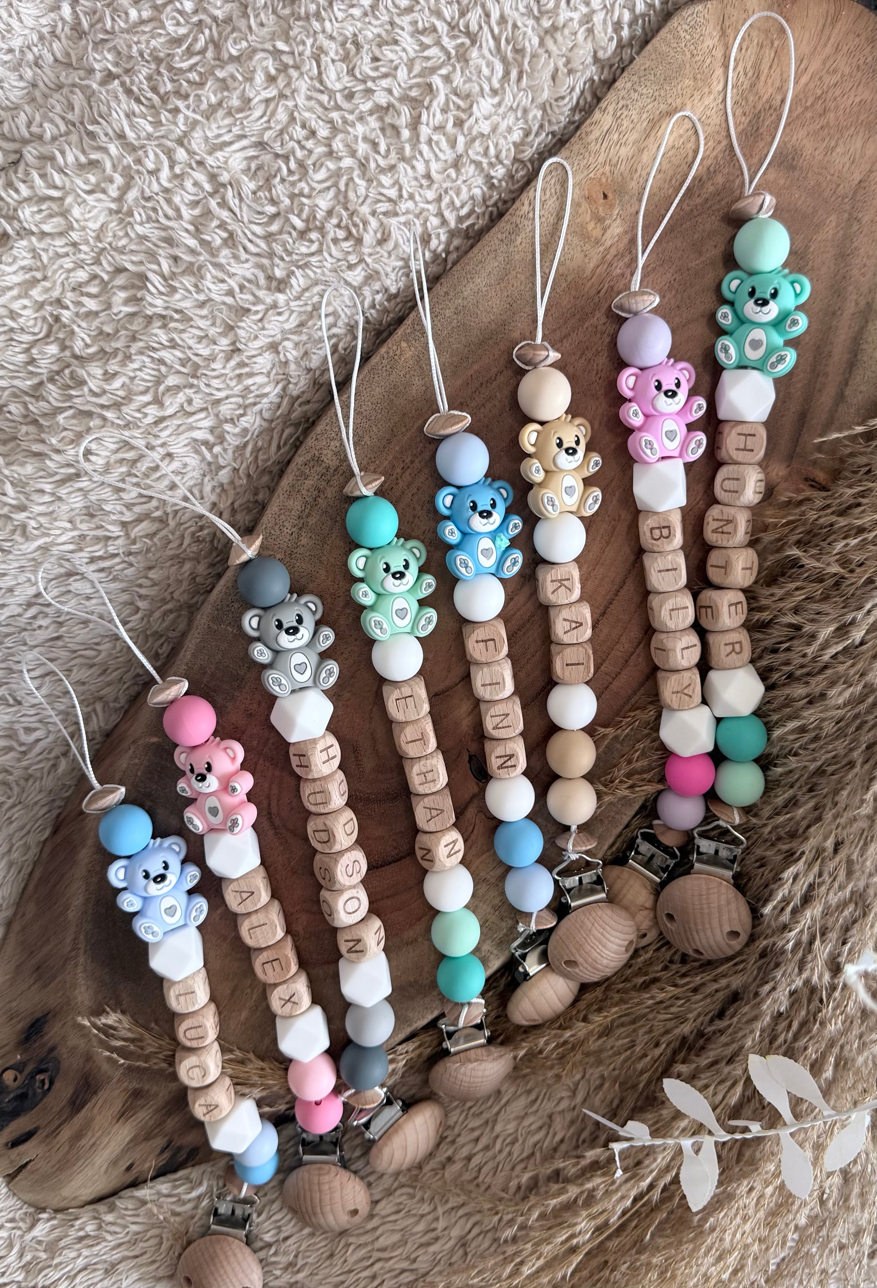 Personalised Bear Dummy Clip