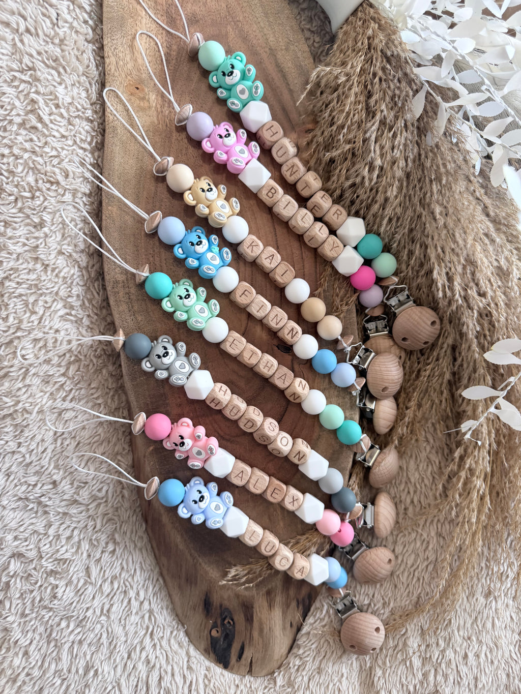 Personalised Bear Dummy Clip