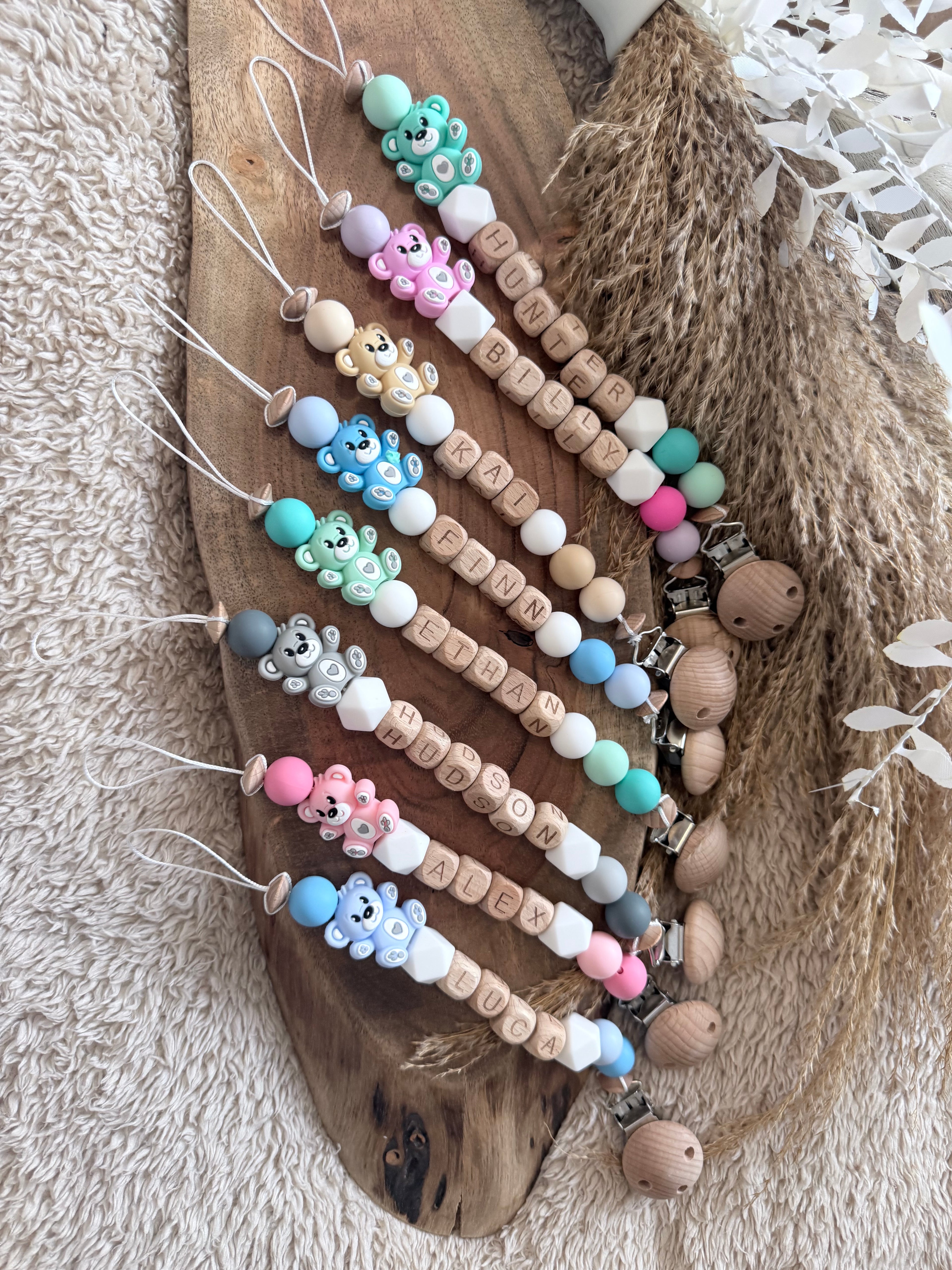 Personalised Bear Dummy Clip