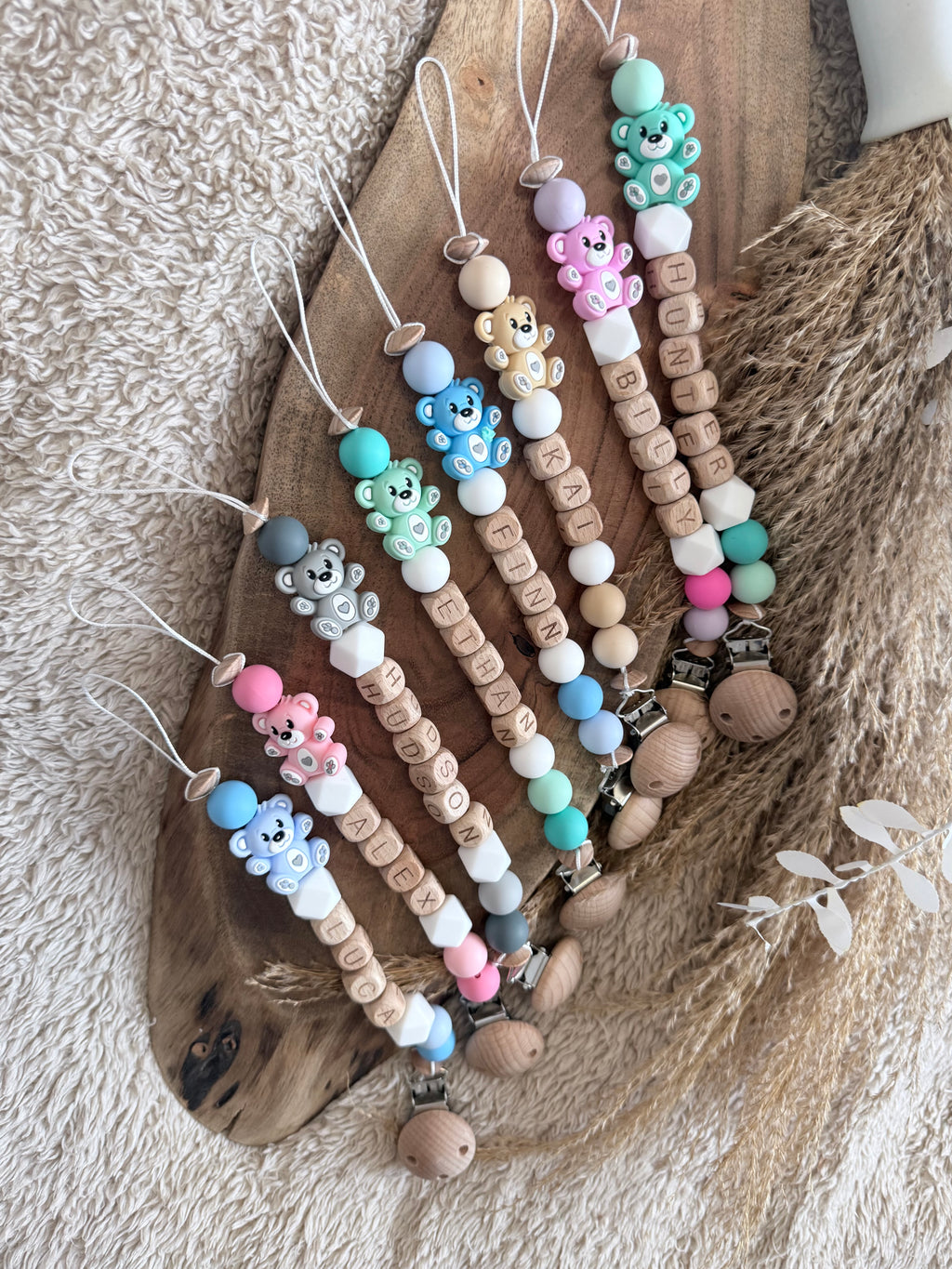 Personalised Bear Dummy Clip