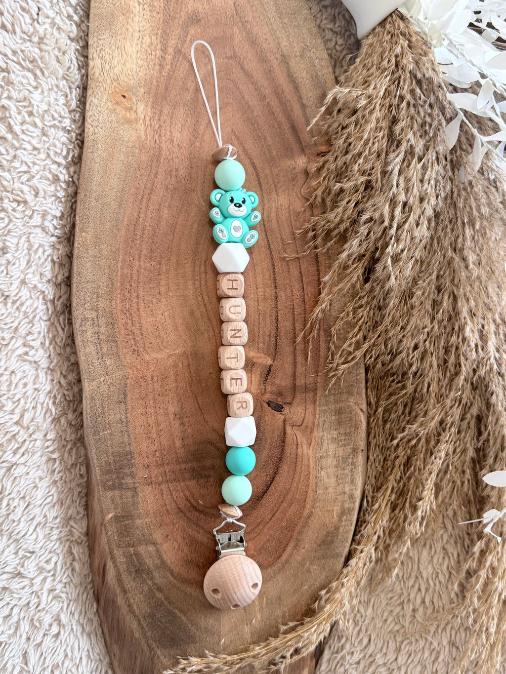 Personalised Bear Dummy Clip