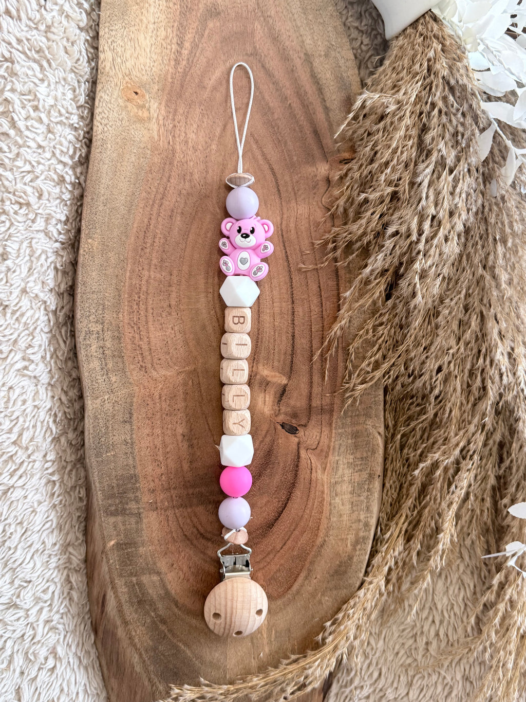 Personalised Bear Dummy Clip