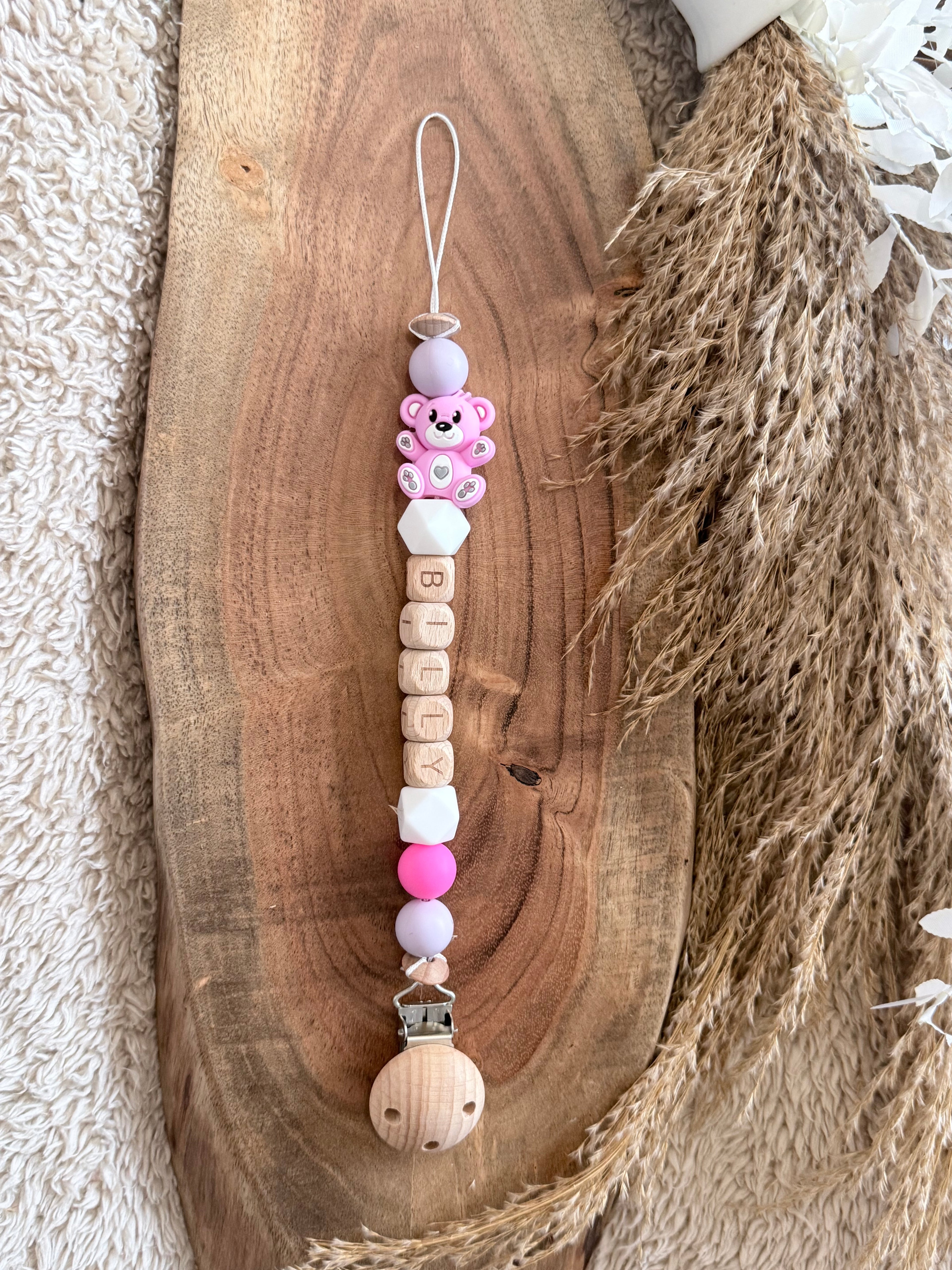 Personalised Bear Dummy Clip
