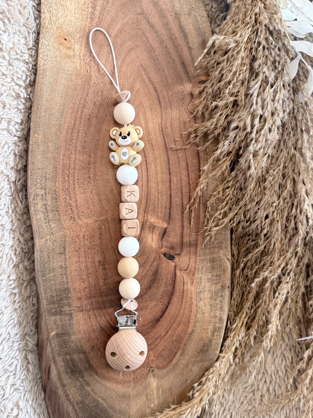 Personalised Bear Dummy Clip