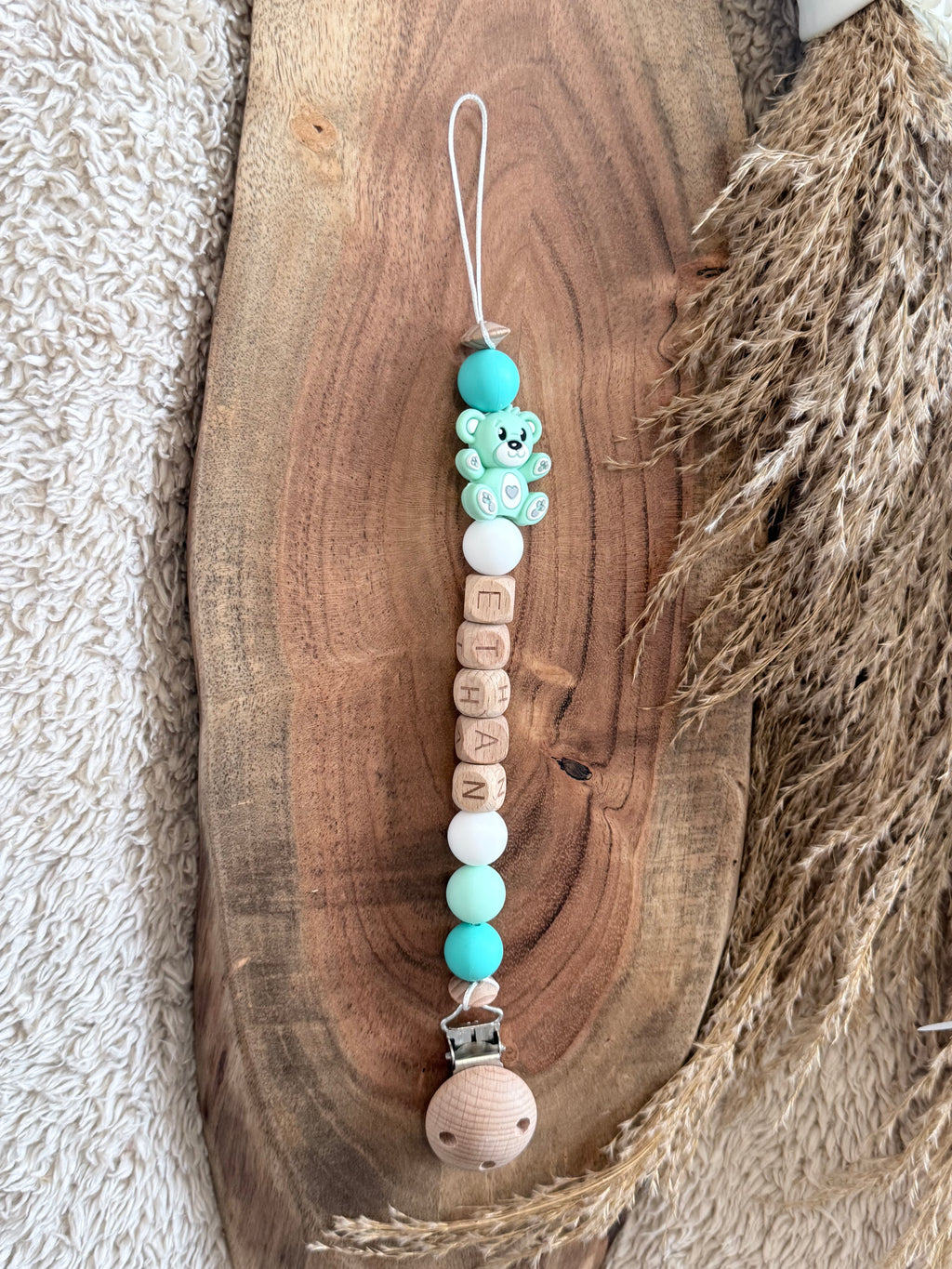 Personalised Bear Dummy Clip