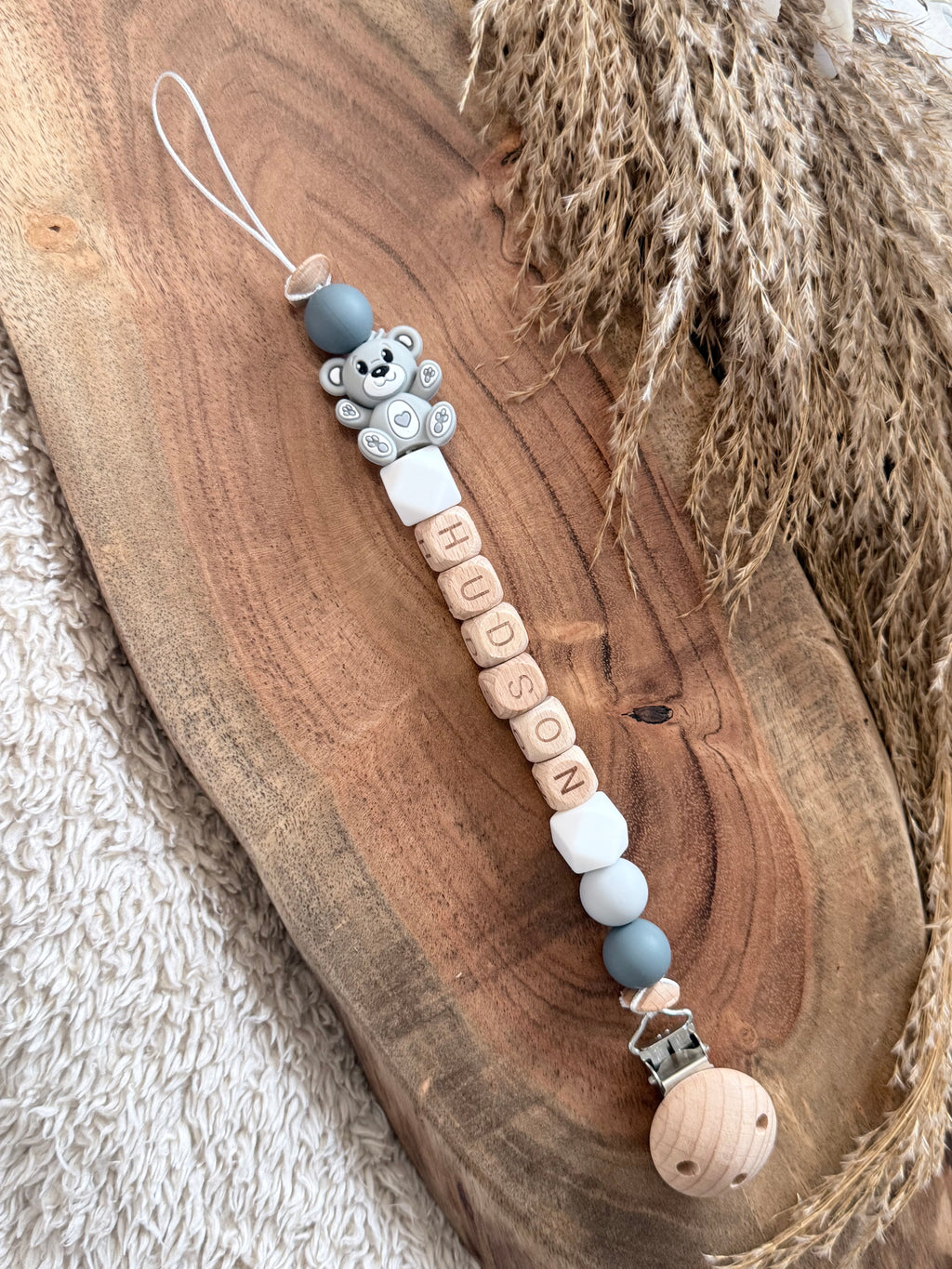 Personalised Bear Dummy Clip