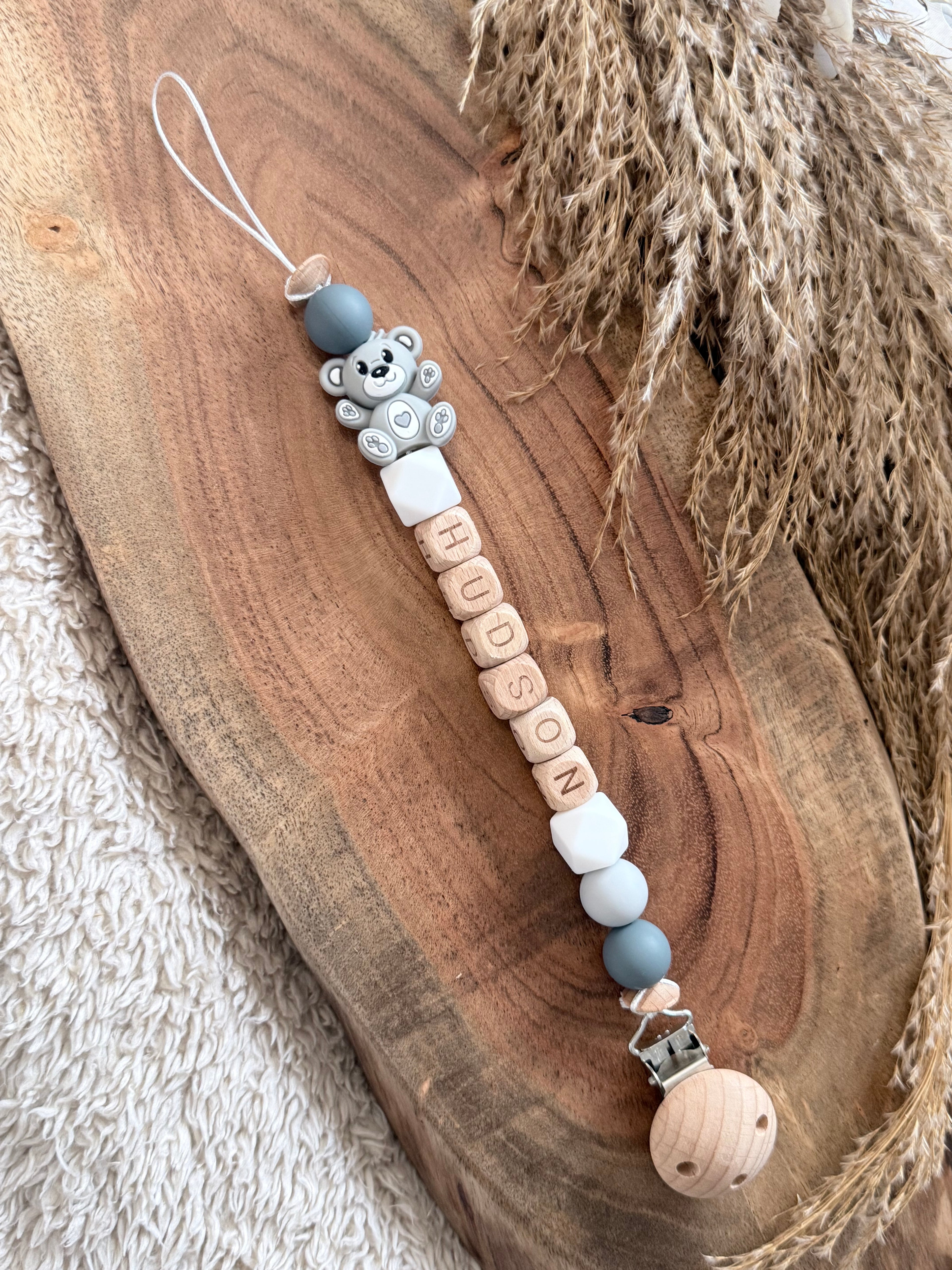 Personalised Bear Dummy Clip